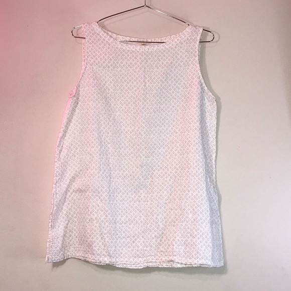 Eileen fisher white cadene print 100% organic cotton gauze long tank top, medium - Picture 1 of 6